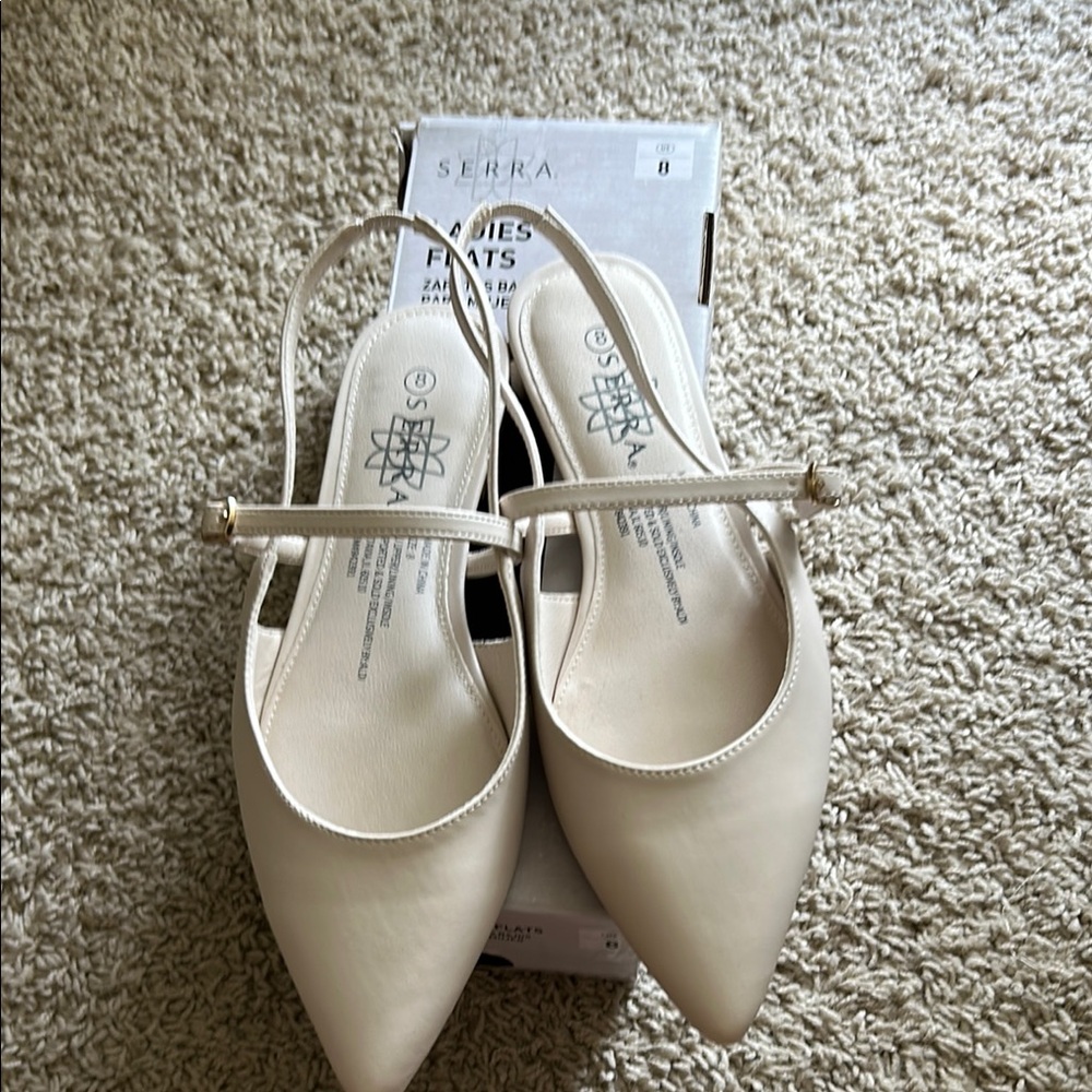 Serra Cream Pointed-Toe Flats Elegant Minimalist Design